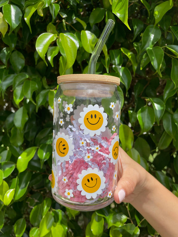 Happy Flower Glass Cup